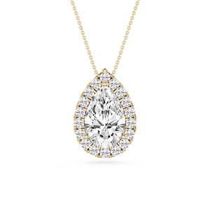 Pear Lab Grown Diamond Halo Slide Pendant - 16 to 18 Inches