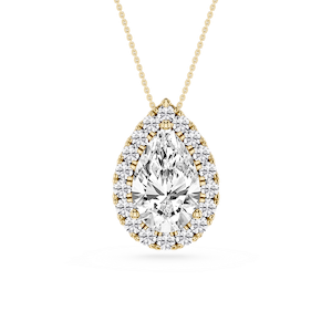 Pear Lab Grown Diamond Halo Slide Pendant - 16 to 18 Inches