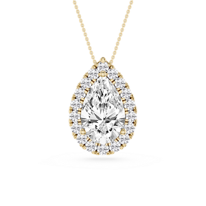 Pear Lab Grown Diamond Halo Slide Pendant - 16 to 18 Inches