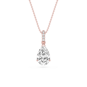 Pear Lab Grown Diamond Hidden Halo Pendant - 16 to 18 Inches