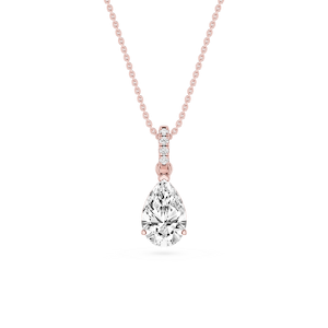 Pear Lab Grown Diamond Hidden Halo Pendant - 16 to 18 Inches