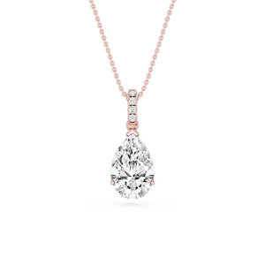 Pear Lab Grown Diamond Hidden Halo Pendant - 16 to 18 Inches