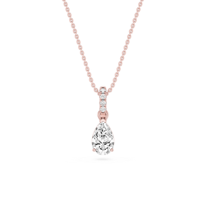 Pear Lab Grown Diamond Hidden Halo Pendant - 16 to 18 Inches