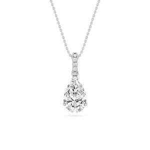 Pear Lab Grown Diamond Hidden Halo Pendant - 16 to 18 Inches