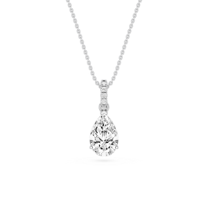 Pear Lab Grown Diamond Hidden Halo Pendant - 16 to 18 Inches