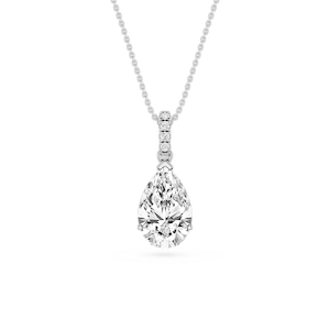 Pear Lab Grown Diamond Hidden Halo Pendant - 16 to 18 Inches