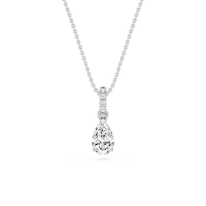 Pear Lab Grown Diamond Hidden Halo Pendant - 16 to 18 Inches