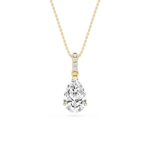 Pear Lab Grown Diamond Hidden Halo Pendant - 16 to 18 Inches