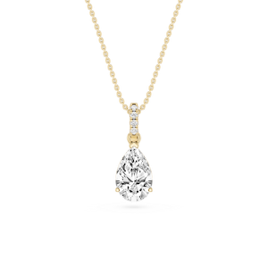Pear Lab Grown Diamond Hidden Halo Pendant - 16 to 18 Inches