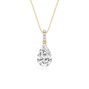 Pear Lab Grown Diamond Hidden Halo Pendant - 16 to 18 Inches