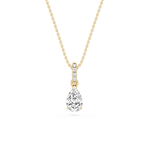 Pear Lab Grown Diamond Hidden Halo Pendant - 16 to 18 Inches