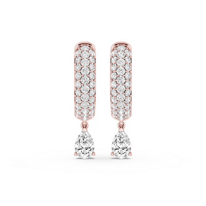 Pear Lab Grown Diamond Pave Hoop Drop Earrings