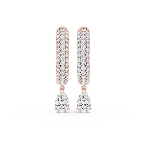 Pear Lab Grown Diamond Pave Hoop Drop Earrings