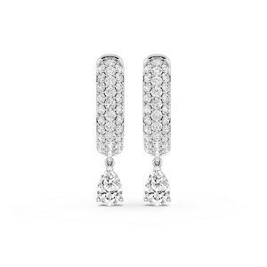 Pear Lab Grown Diamond Pave Hoop Drop Earrings