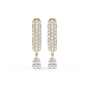 Pear Lab Grown Diamond Pave Hoop Drop Earrings