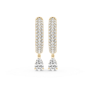 Pear Lab Grown Diamond Pave Hoop Drop Earrings