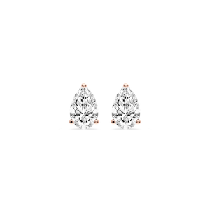 Pear Certified Lab Grown Diamond Three Prong Guardian Back Stud Earrings