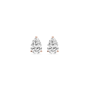 Pear Certified Lab Grown Diamond Three Prong Guardian Back Stud Earrings