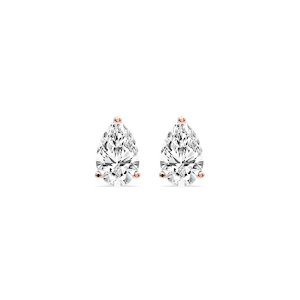 Pear Certified Lab Grown Diamond Three Prong Guardian Back Stud Earrings