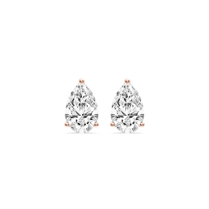Pear Certified Lab Grown Diamond Three Prong Guardian Back Stud Earrings