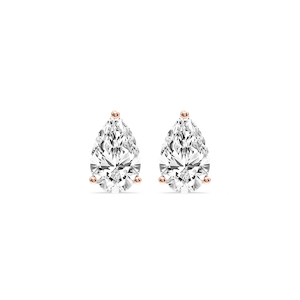 Pear Certified Lab Grown Diamond Three Prong Guardian Back Stud Earrings