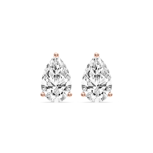 Pear Certified Lab Grown Diamond Three Prong Guardian Back Stud Earrings