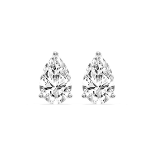 Pear Certified Lab Grown Diamond Three Prong Guardian Back Stud Earrings