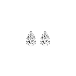 Pear Certified Lab Grown Diamond Three Prong Guardian Back Stud Earrings