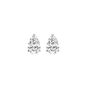 Pear Certified Lab Grown Diamond Three Prong Guardian Back Stud Earrings
