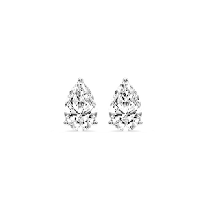Pear Certified Lab Grown Diamond Three Prong Guardian Back Stud Earrings