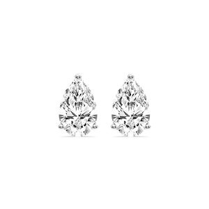 Pear Certified Lab Grown Diamond Three Prong Guardian Back Stud Earrings