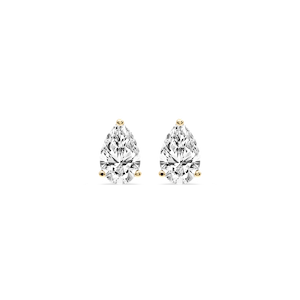 Pear Certified Lab Grown Diamond Three Prong Guardian Back Stud Earrings