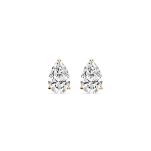 Pear Certified Lab Grown Diamond Three Prong Guardian Back Stud Earrings