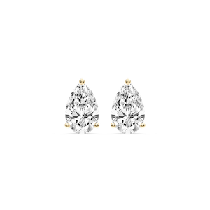 Pear Certified Lab Grown Diamond Three Prong Guardian Back Stud Earrings