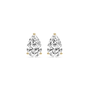 Pear Certified Lab Grown Diamond Three Prong Guardian Back Stud Earrings
