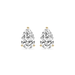 Pear Certified Lab Grown Diamond Three Prong Guardian Back Stud Earrings