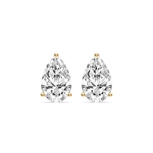 Pear Certified Lab Grown Diamond Three Prong Guardian Back Stud Earrings