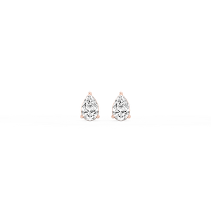 Pear Certified Lab Grown Diamond Three Prong Basket Threaded Stud Earrings