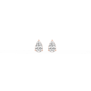 Pear Lab Grown Diamond Three Prong Basket Threaded Stud Earrings