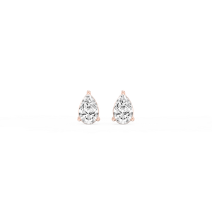 Pear Lab Grown Diamond Three Prong Basket Threaded Stud Earrings