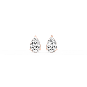 Pear Lab Grown Diamond Three Prong Basket Threaded Stud Earrings