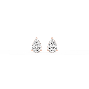 Pear Lab Grown Diamond Three Prong Basket Threaded Stud Earrings
