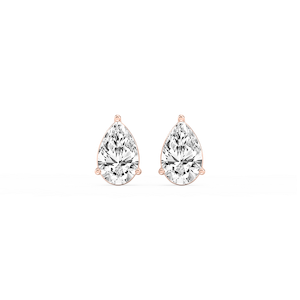 Pear Lab Grown Diamond Three Prong Basket Threaded Stud Earrings