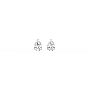 Pear Lab Grown Diamond Three Prong Basket Threaded Stud Earrings