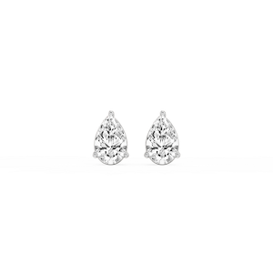 Pear Lab Grown Diamond Three Prong Basket Threaded Stud Earrings