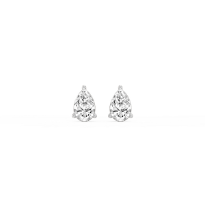 Pear Lab Grown Diamond Three Prong Basket Threaded Stud Earrings
