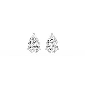 Pear Lab Grown Diamond Three Prong Basket Threaded Stud Earrings