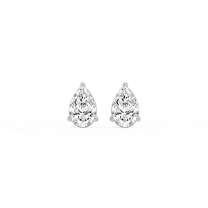 Pear Lab Grown Diamond Three Prong Basket Threaded Stud Earrings