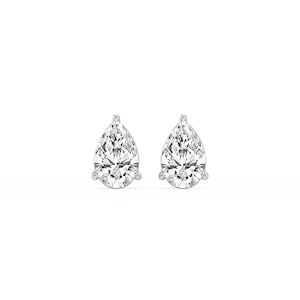 Pear Lab Grown Diamond Three Prong Basket Threaded Stud Earrings
