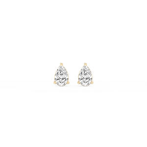 Pear Lab Grown Diamond Three Prong Basket Threaded Stud Earrings